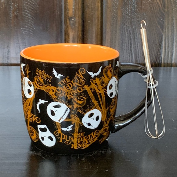 Jack Skelington Pumpkin King Nightmare Before Christmas Ceramic Mug & Mini Whisk - Picture 2 of 13
